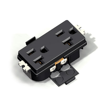 20A NEMA 5-20R 方形絶緣保護T型雙插座 - NEMA 20A雙位DIY插座照片