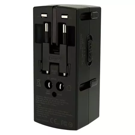 帶有Type C USB充電孔和雙插座的旅用轉換器