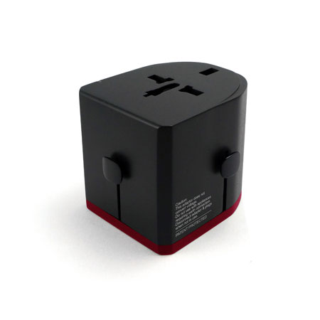 雙USB萬國充電轉接頭側面照