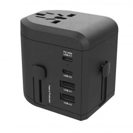 GaN 45W 氮化鎵全球通用萬國旅行轉換器 - PD 45W快充 - Type C 45W PD輸出+USB 2.4A輸出*2+Type C 3A輸出*1