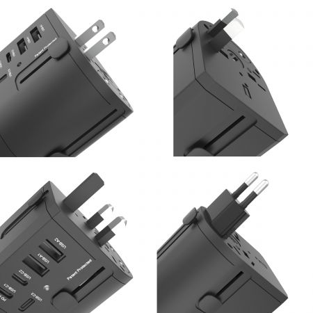 :結合美/英/澳/歐式四種插腳, 全球195以上國家通用萬國旅行充電器