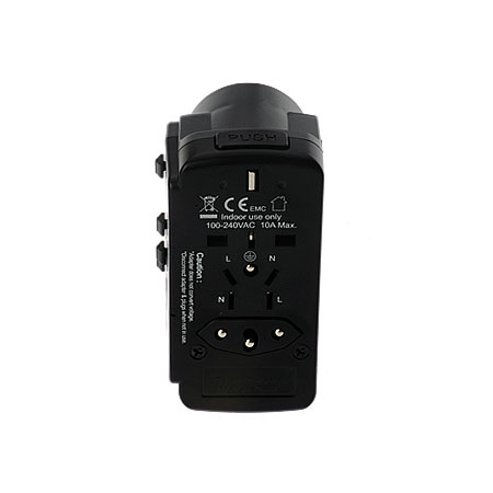 雙USB旅行接地插頭適配器產品側面照