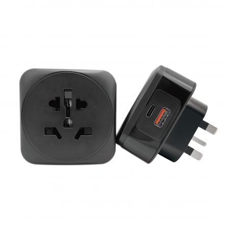 20W 快充Type-A+Type-C 萬國轉英式旅用插頭 - 20W 快充Type-A+Type C 萬國轉英式3極接地插頭