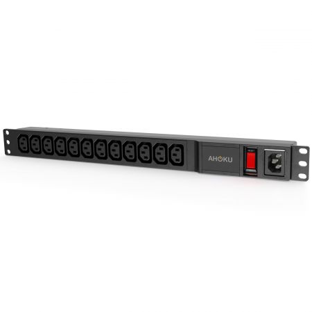 12孔 IEC C13 及前置 IEC C14 1U帶過載保護電源分配器 - IEC C13 19英吋PDU