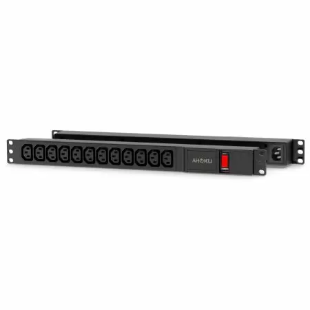 12孔 IEC C13 及後置 IEC C14 1U帶過載保護電源分配器 - IEC C13 19英吋PDU